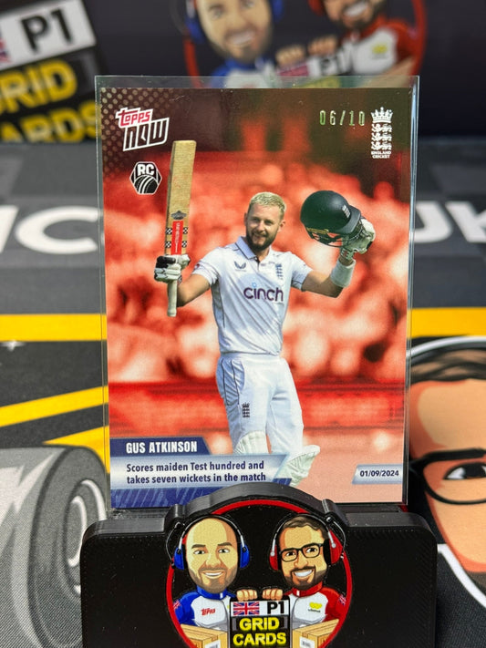 Gus Atkinson RC 06/10 Red - Topps Now 2024 England Cricket