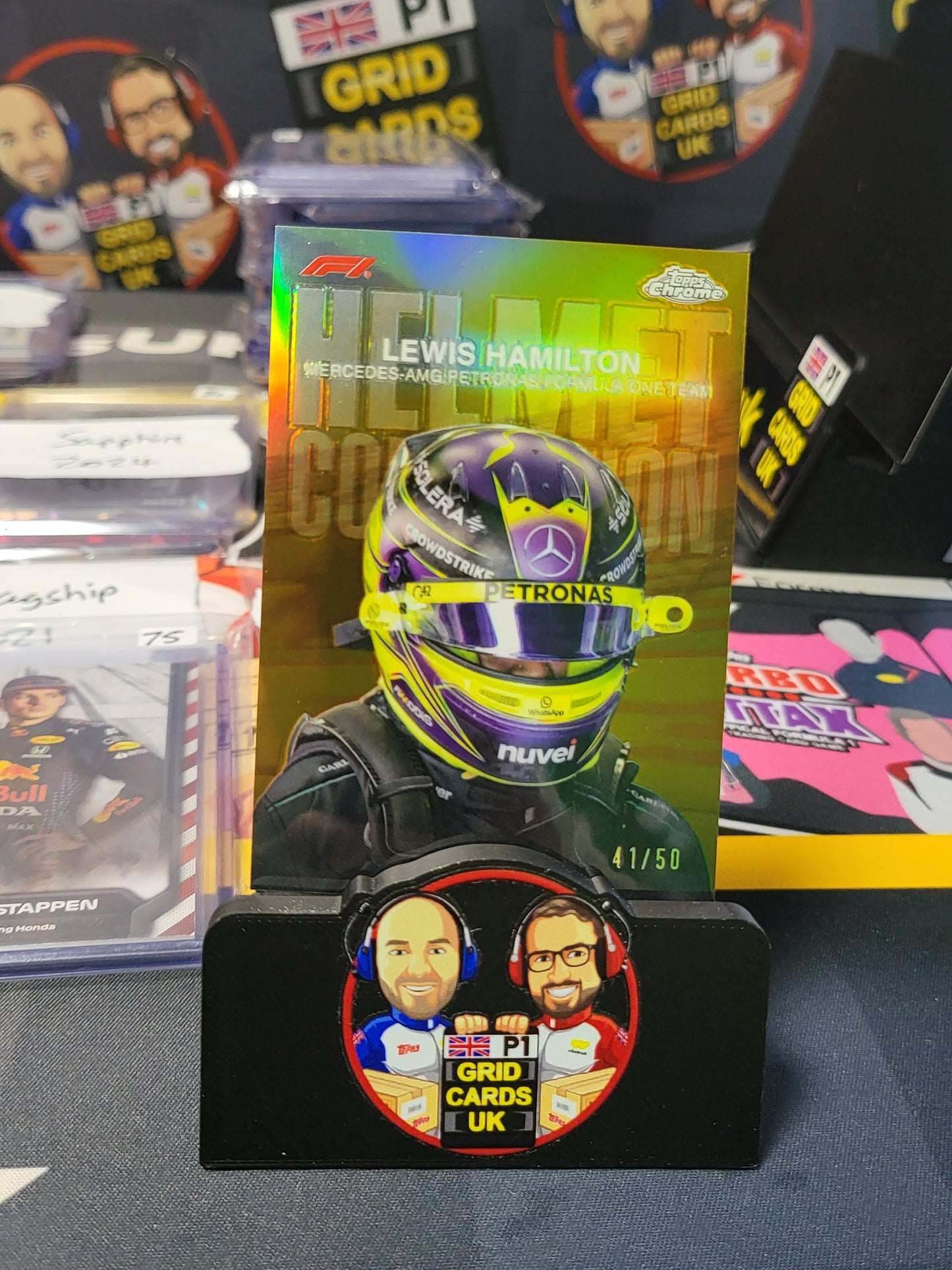 Lewis Hamilton Helmet - Topps F1 Chrome 2024 - 41/50 Gold