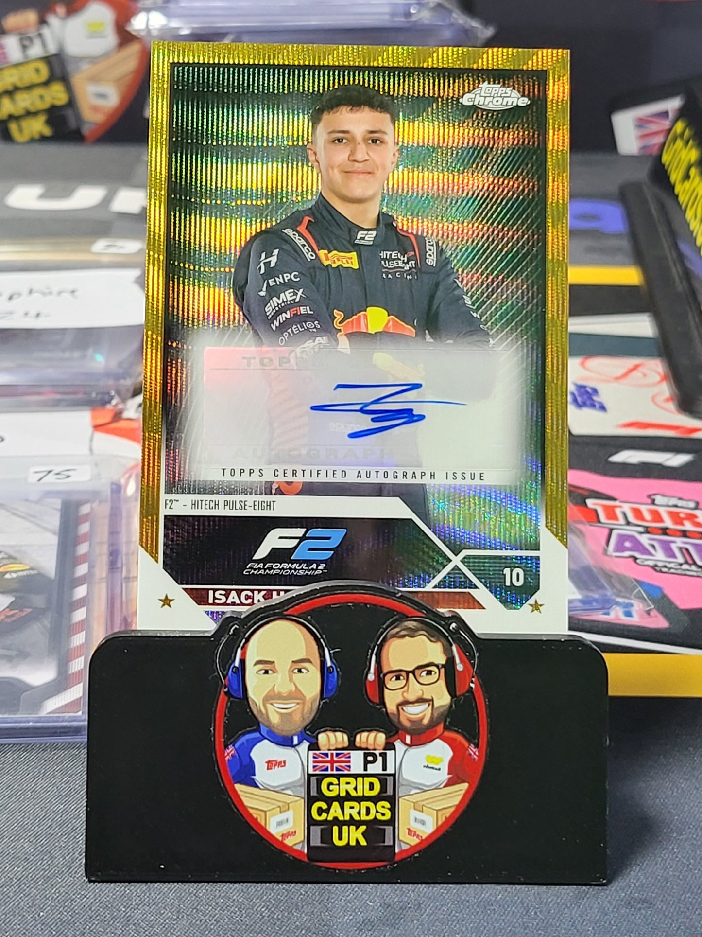Isack Hadjar Auto - Topps F1 Chrome 2023 - 09/50 Gold Wave