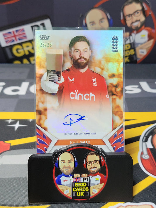 Phil Salt AUTO 23/25 Orange - Topps England Cricket Set 2024
