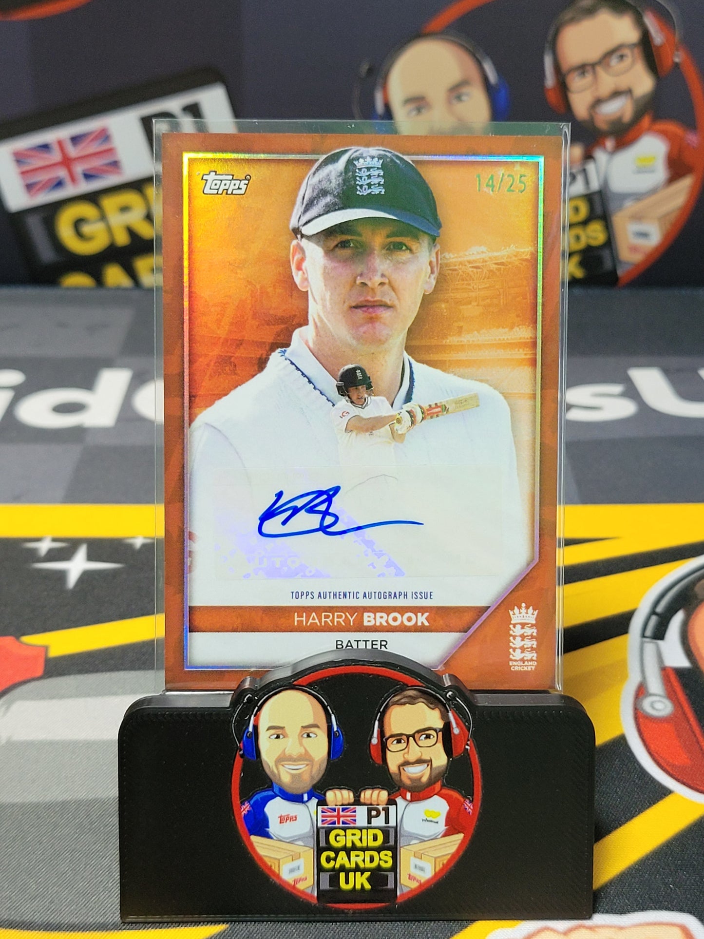 Harry Brook AUTO 14/25 Orange - Topps England Cricket Set 2024