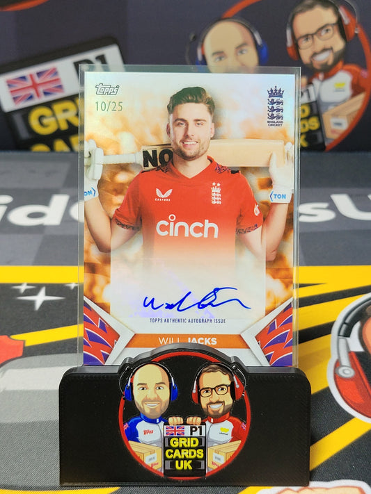 Will Jacks AUTO 10/25 Orange - Topps England Cricket Set 2024