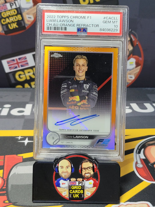 Liam Lawson AUTO 03/25 Orange - PSA 10 #CACLL - 2022 Topps Chrome F1 - Graded Slab Cert: 84036229