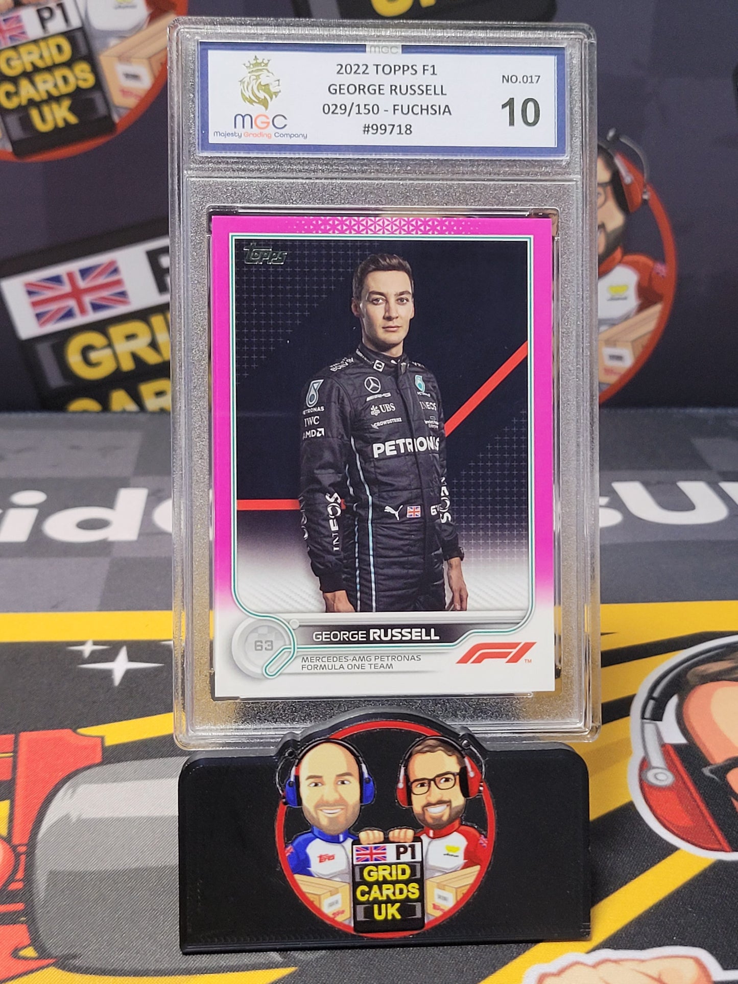 George Russell 29/150 Fuchsia - MGC 10 #17 - 2022 Topps F1 Flagship - Graded Slab Cert: 99718