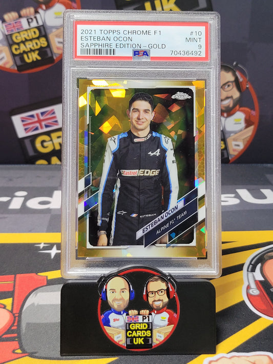 Esteban Ocon 7/50 Gold - PSA 10 #10 - 2021 Topps Sapphire F1 - Graded Slab Cert: 70436492