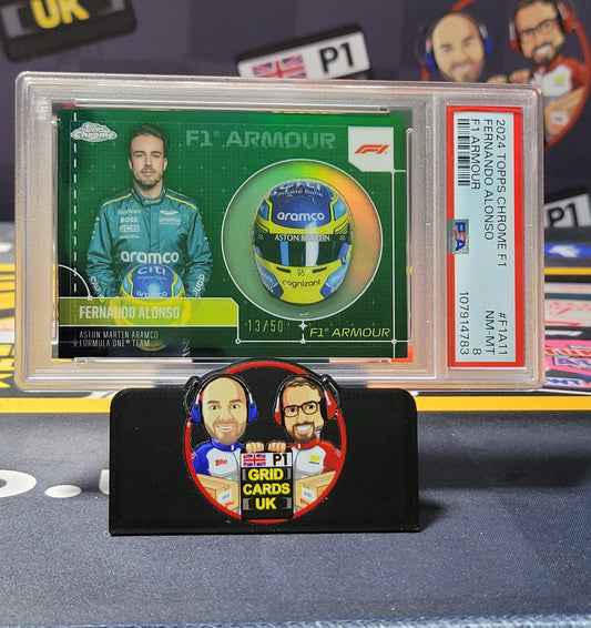 Fernando Alonso 13/50 Green - PSA 8 #F1A11 - 2024 Topps Chrome F1 - Graded Slab Cert: 107914783