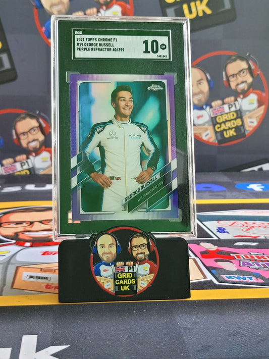 George Russell 40/399 Purple Refractor - SGC 10 #19 - 2021 Topps Chrome F1 - Graded Slab Cert: 2481542