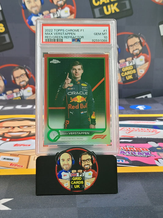 Max Verstappen  Red/Green  - PSA 10 #1 - 2022 Topps Chrome F1 - Graded Slab Cert: 92591088