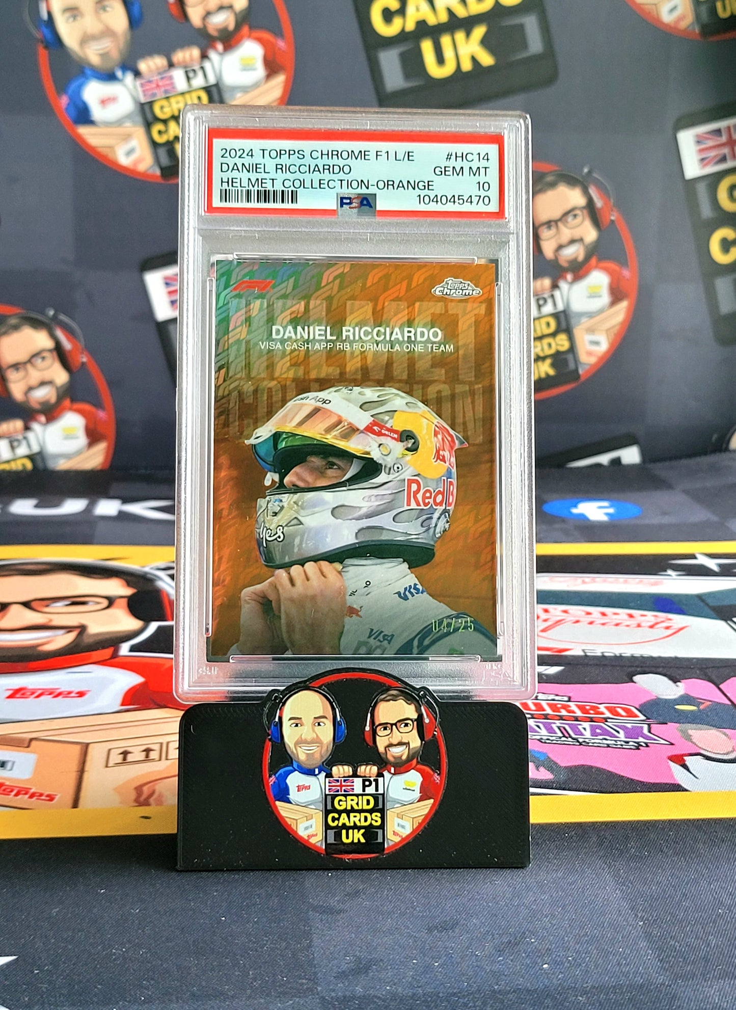 Daniel Ricciardo Helmet 04/25 Orange - PSA 10 #HC14 - 2024 Topps F1 Logo Fractor - Graded Slab Cert: 104045470