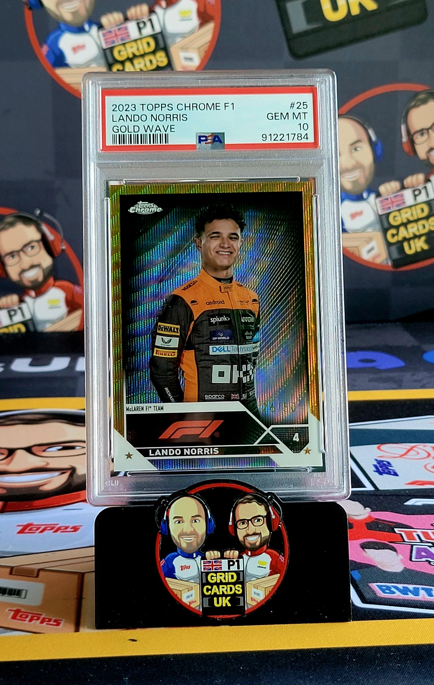 Lando Norris 26/50 Gold Wave - PSA 10 #25 - 2023 Topps Chrome F1 - Graded Slab Cert: 91221784