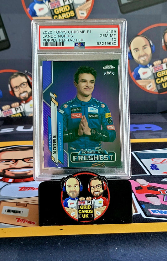 Lando Norris RC Rookie 095/399 Purple  - PSA 10 #199 - 2020 Topps Chrome F1 - Graded Slab Cert: 63219680