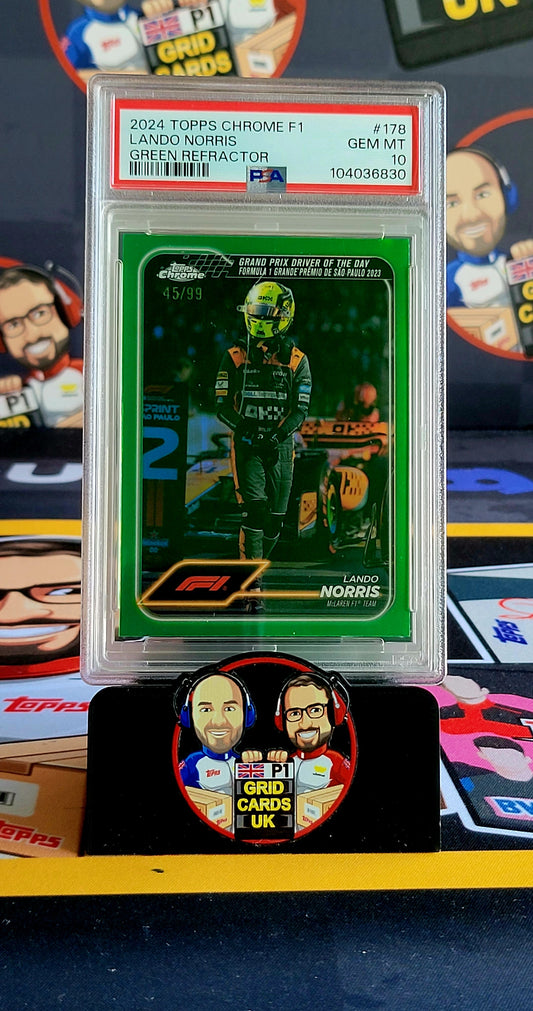 Lando Norris 45/99 Green  - PSA 10 #178 - 2024 Topps Chrome F1 - Graded Slab Cert: 104036830