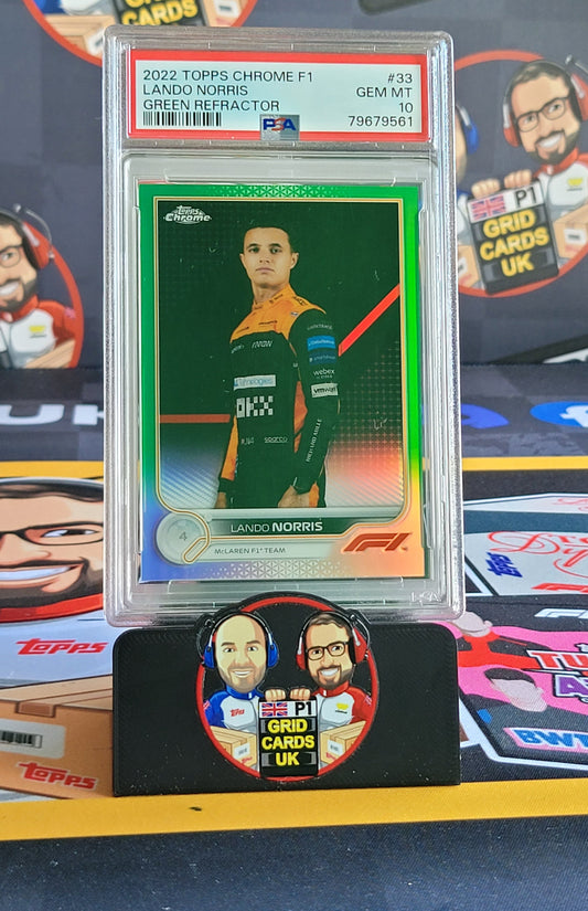 Lando Norris 27/99 Green  - PSA 10 #33 - 2022 Topps Chrome F1 - Graded Slab Cert: 79679561