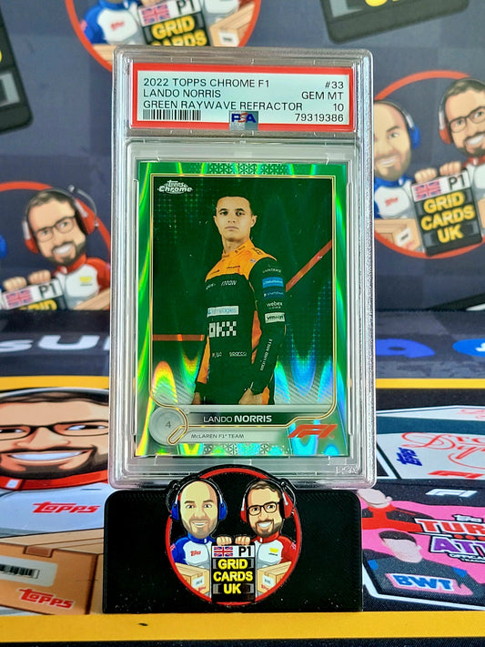 Lando Norris 57/99 Green Raywave - PSA 10 #33 - 2022 Topps Chrome F1 - Graded Slab Cert: 79319386