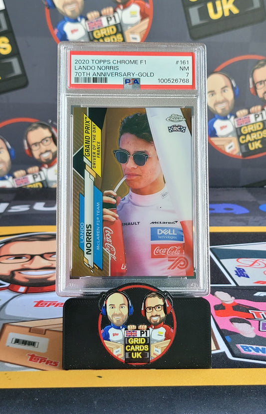 Lando Norris RC Rookie 70th Gold - PSA 7 #161 - 2020 Topps Chrome F1 - Graded Slab Cert: 100526768
