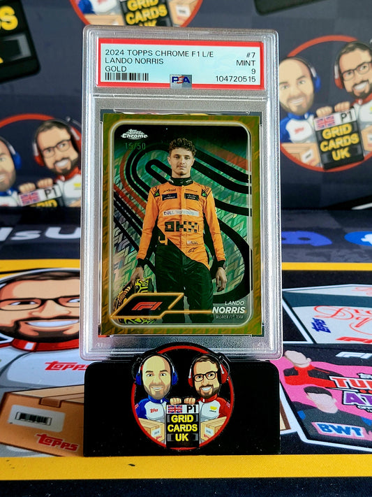 Lando Norris 15/50 Gold - PSA 9 #7 - 2024 Topps F1 Logo Fractor - Graded Slab Cert: 104720515
