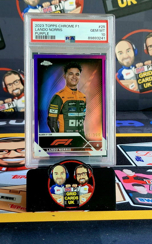 Lando Norris 165/399 Purple - PSA 10 #25 - 2023 Topps Chrome F1 - Graded Slab Cert: 89893241
