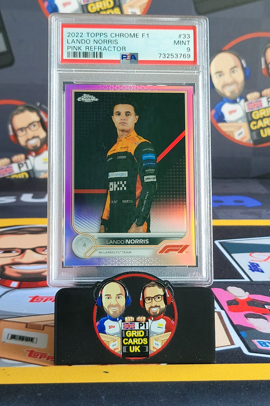 Lando Norris 61/75 Pink  - PSA 9 #33 - 2022 Topps Chrome F1 - Graded Slab Cert: 73253769