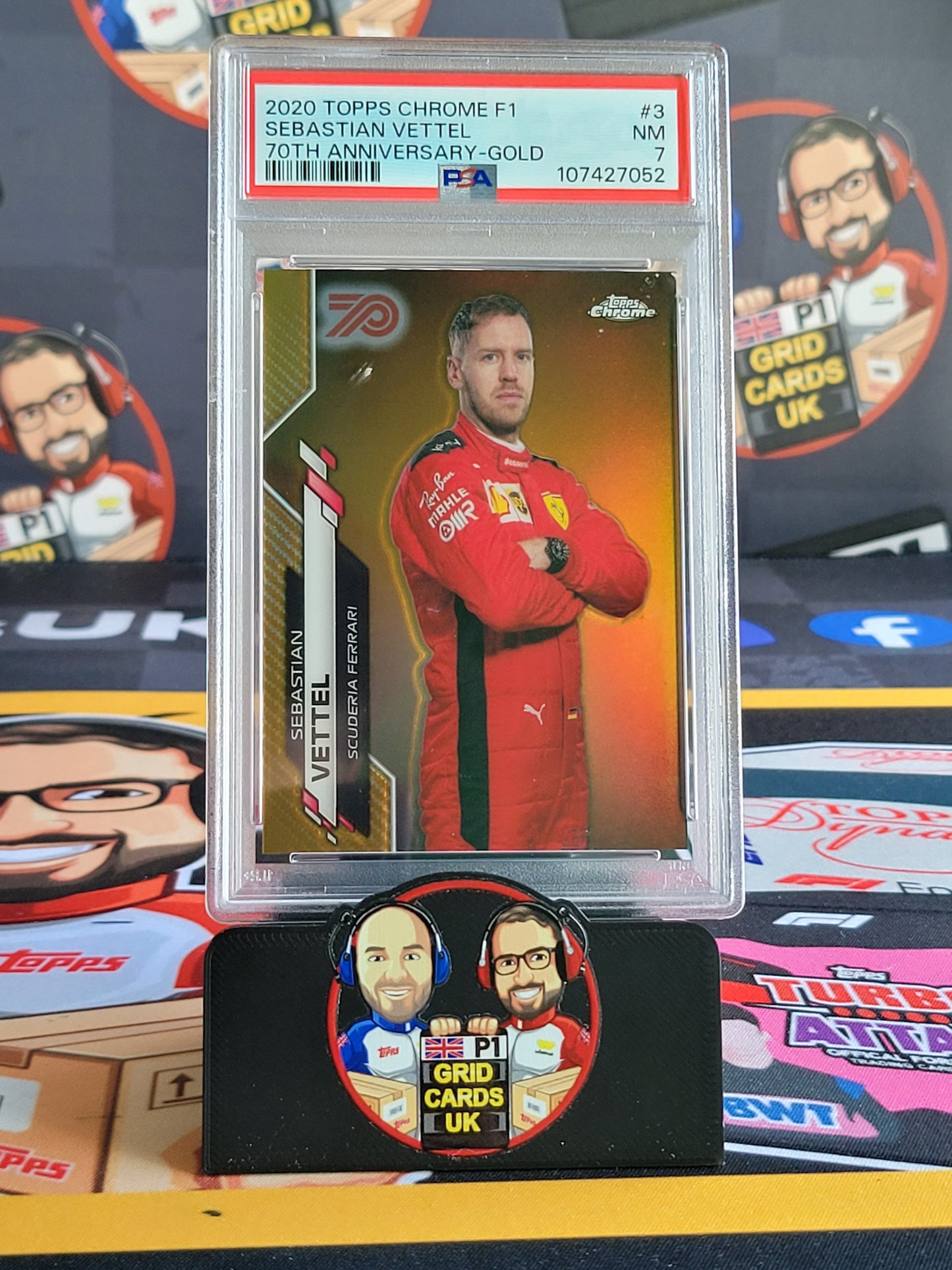 Sebastian Vettel 70th Gold - PSA 7 #3 - 2020 Topps Chrome F1 - Graded Slab Cert: 107427052