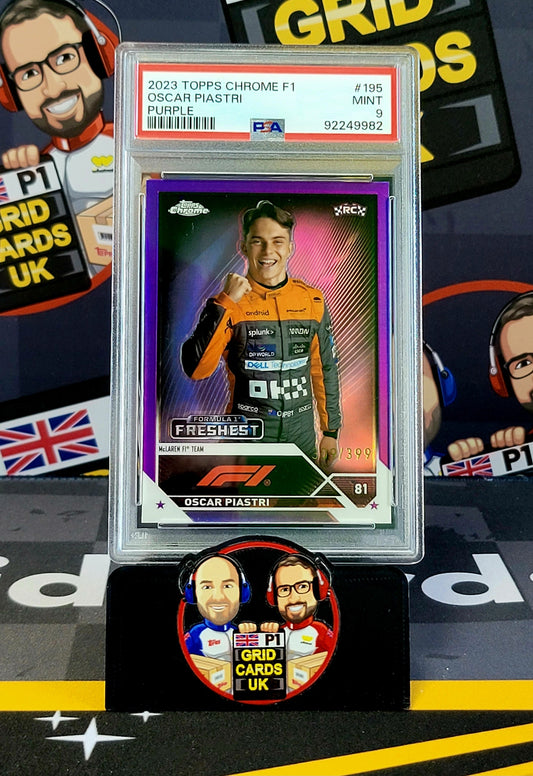 Oscar Piastri 309/399 Purple - PSA 9 #195 - Topps Chrome F1 2023 - Graded Slab Cert: 92249982