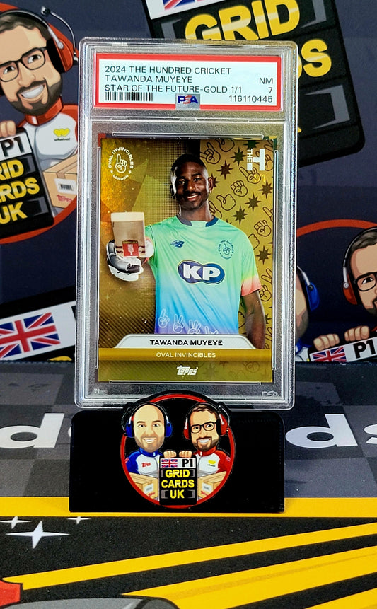Tawanda Muyeye 1/1 Gold - PSA 7 - Topps The Hundred Cricket 2024 - Graded Slab Cert: 116110445