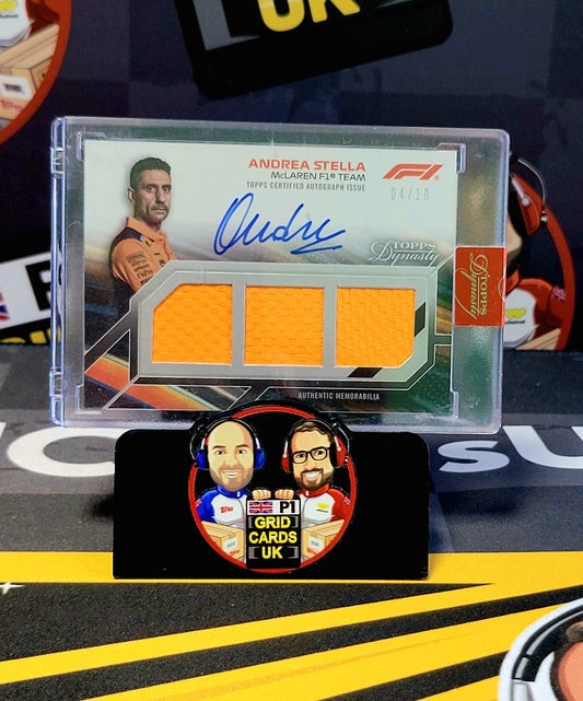 Andrea Stella 04/10 Auto Triple Relic - Topps F1 Dynasty 2023