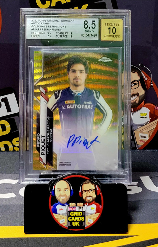 Pedro Piquet 14/50 Gold Wave Refractors - BGS 8.5 Auto - Topps Chrome F1 2020 - Graded Slab Cert: 15474426