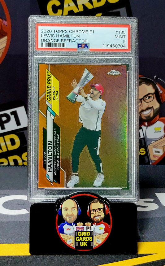 Lewis Hamilton  06/25 Orange Refractor  - PSA 9 #135 - Topps Chrome F1 2020 - Graded Slab Cert: 119460704