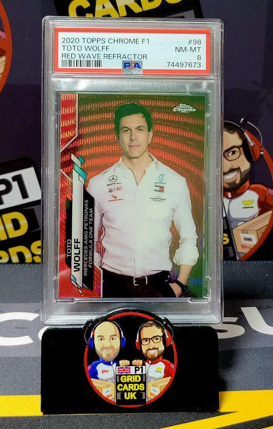 Toto Wolff 2/5 Red Wave Refractor - PSA 8 #98 - Topps Chrome F1 2020 - Graded Slab Cert: 74497673