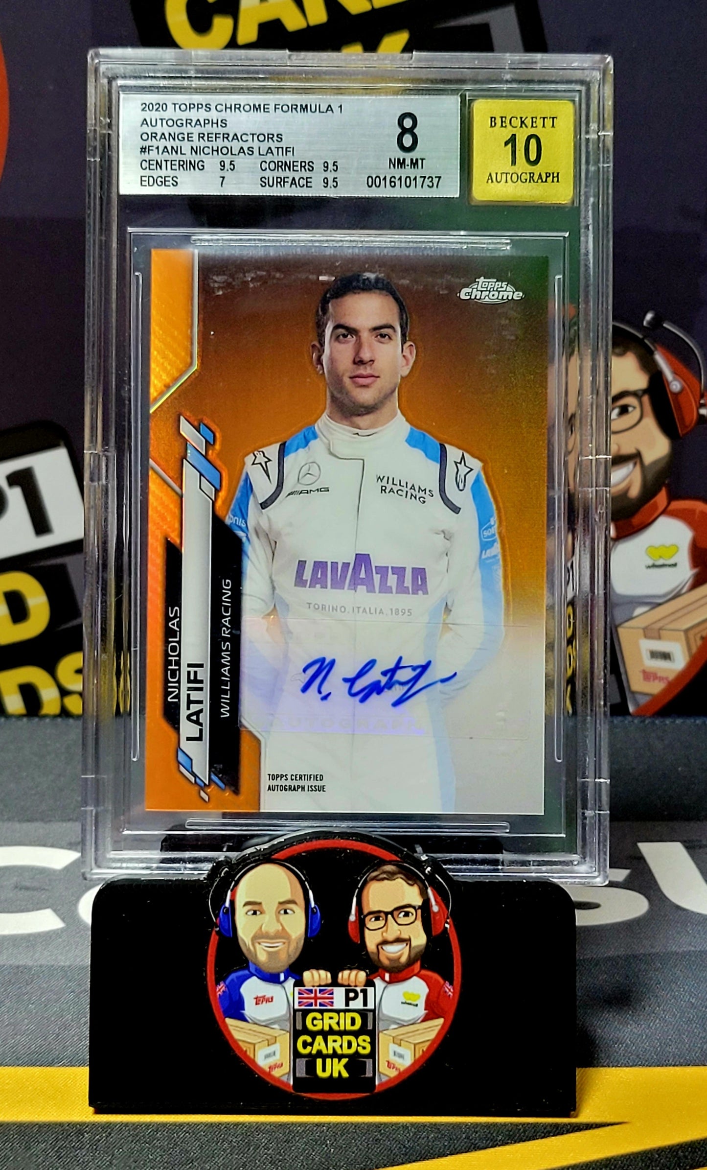 Nicholas Latifi 05/25 Orange Refractor - BGS 8 Auto - Topps Chrome F1 2020 - Graded Slab Cert: 1610173
