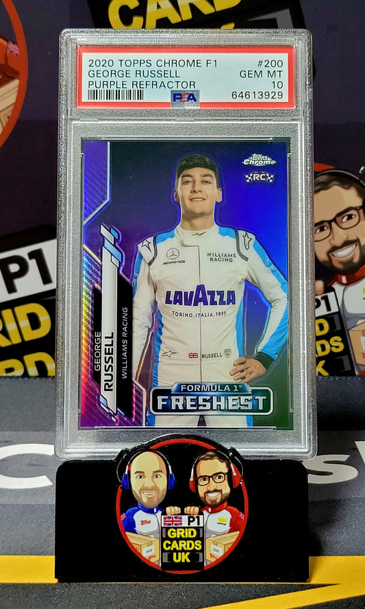George Russell 032/399 Purple Refractor - PSA 10 #200/RC - Topps Chrome F1 2020 - Graded Slab Cert: 64613929