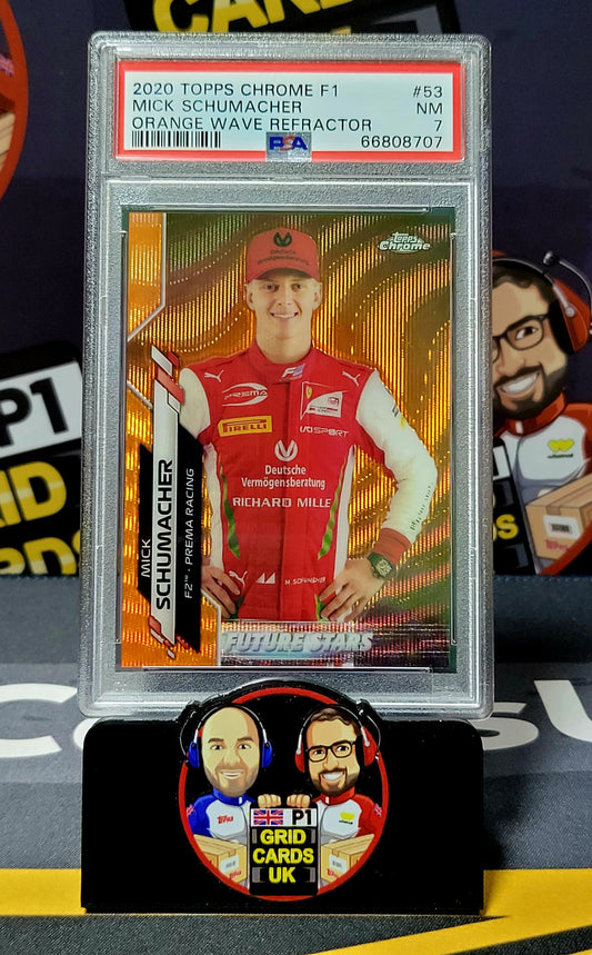 Mick Schumacher 01/25 Orange Wave Refractor  - PSA 7 #53 - Topps Chrome F1 2020 - Graded Slab Cert: 66808707