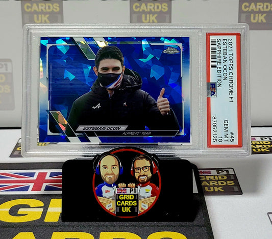 Esteban Ocon  Blue Sapphire - PSA 10 #45 - Topps Chrome F1 2021 - Graded Slab Cert: 87052125