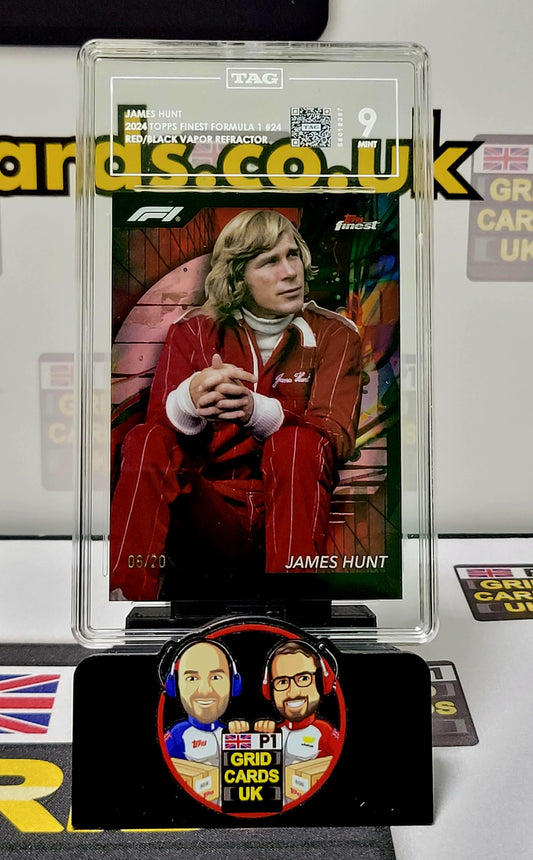 James Hunt  06/20 Black Vapor Refractor  - TAG 9 #24/Common - Topps Finest F1 2024 - Graded Slab Cert: S6018367
