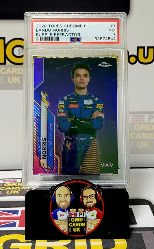 Lando Norris RC Rookie 005/399 Purple Refractor - PSA 7 #7 - Topps Chrome F1 2020 - Graded Slab Cert: 63874544