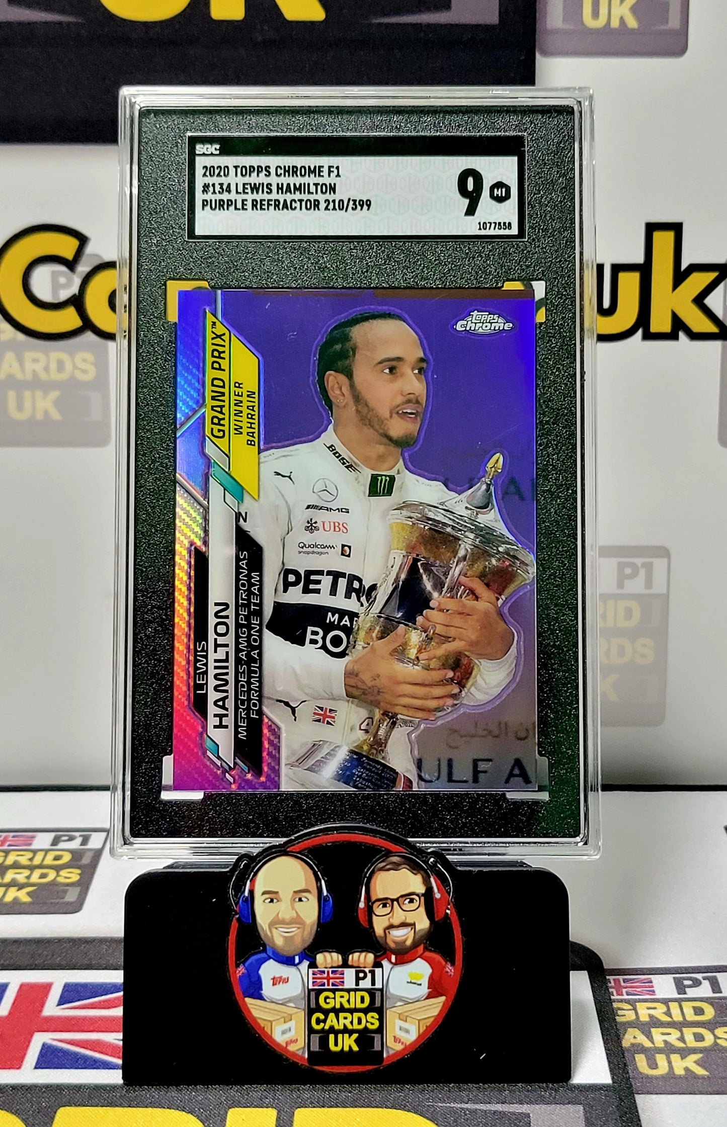 Lewis Hamilton 210/399 Purple Refractor - SGC 9 #134 - Topps Chrome F1 2020 - Graded Slab Cert: 1077558