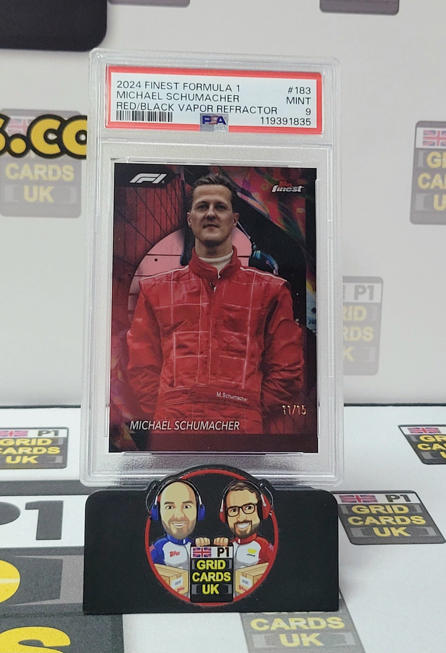 Michael Schumacher 11/15 Red/Black Vapor – PSA 9 #183 – Topps F1 Finest 2024 – Graded Card Cert 119391835