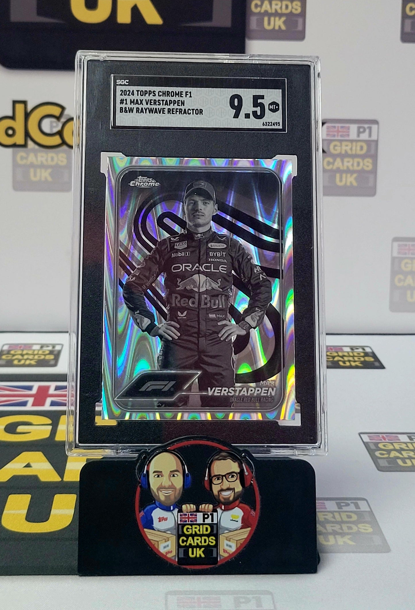 Max Verstappen Black & White Raywave – SGC 9.5 #1 – Topps F1 Chrome 2024 – Graded Card Cert 6322495