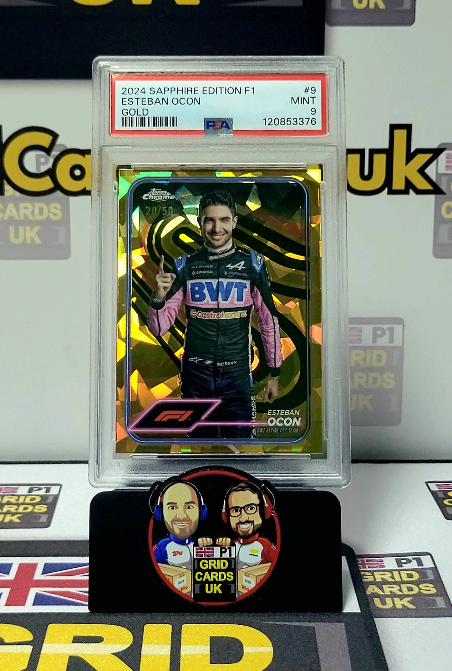 Esteban Ocon Gold 20/50 - Topps Sapphire F1 2024 - PSA 9