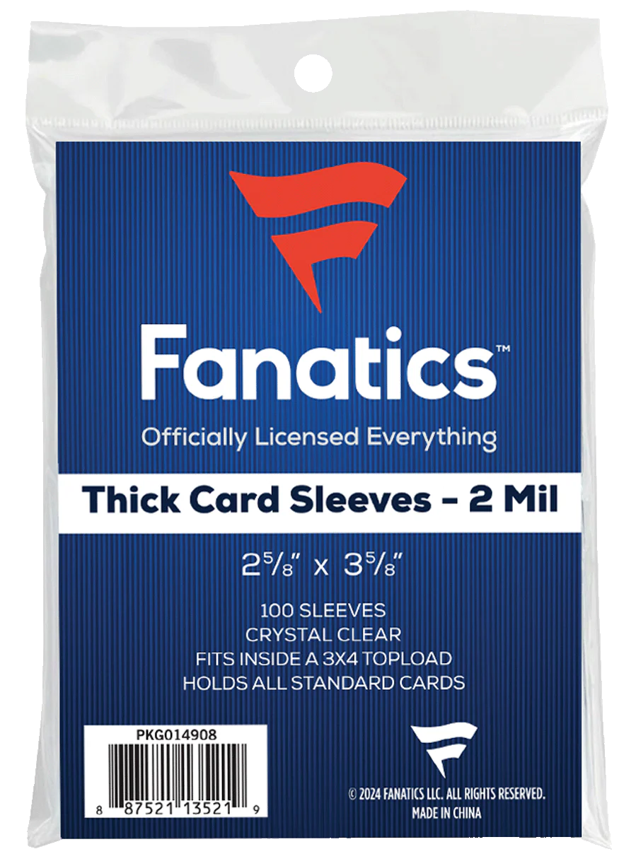Official Fanatics/Topps Brand - Large Soft Sleeves - for thick cards (100 Pack)