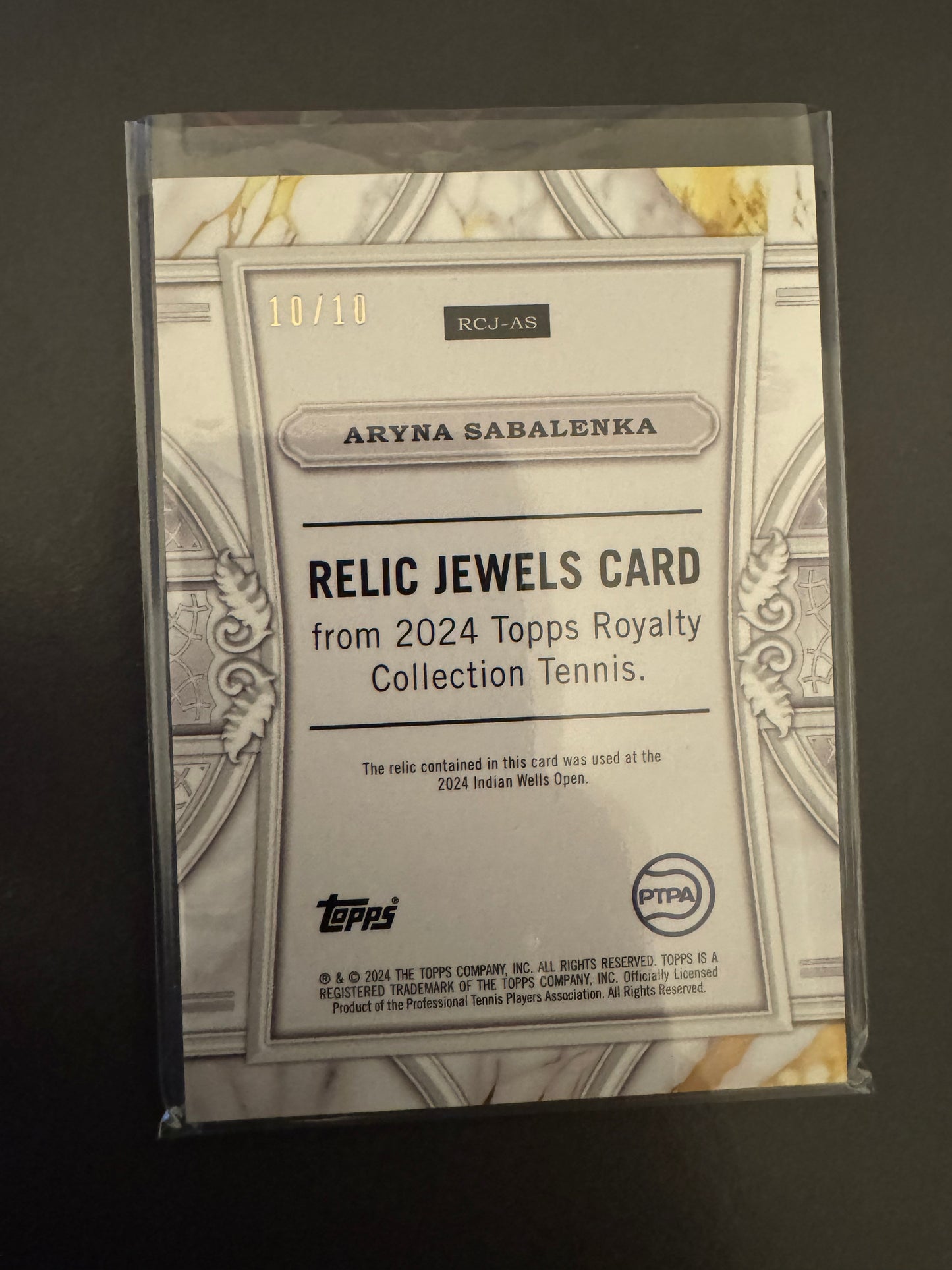 Aryna Sabalenka 10/10 Relic Jewels - Topps Tennis Royalty 2025