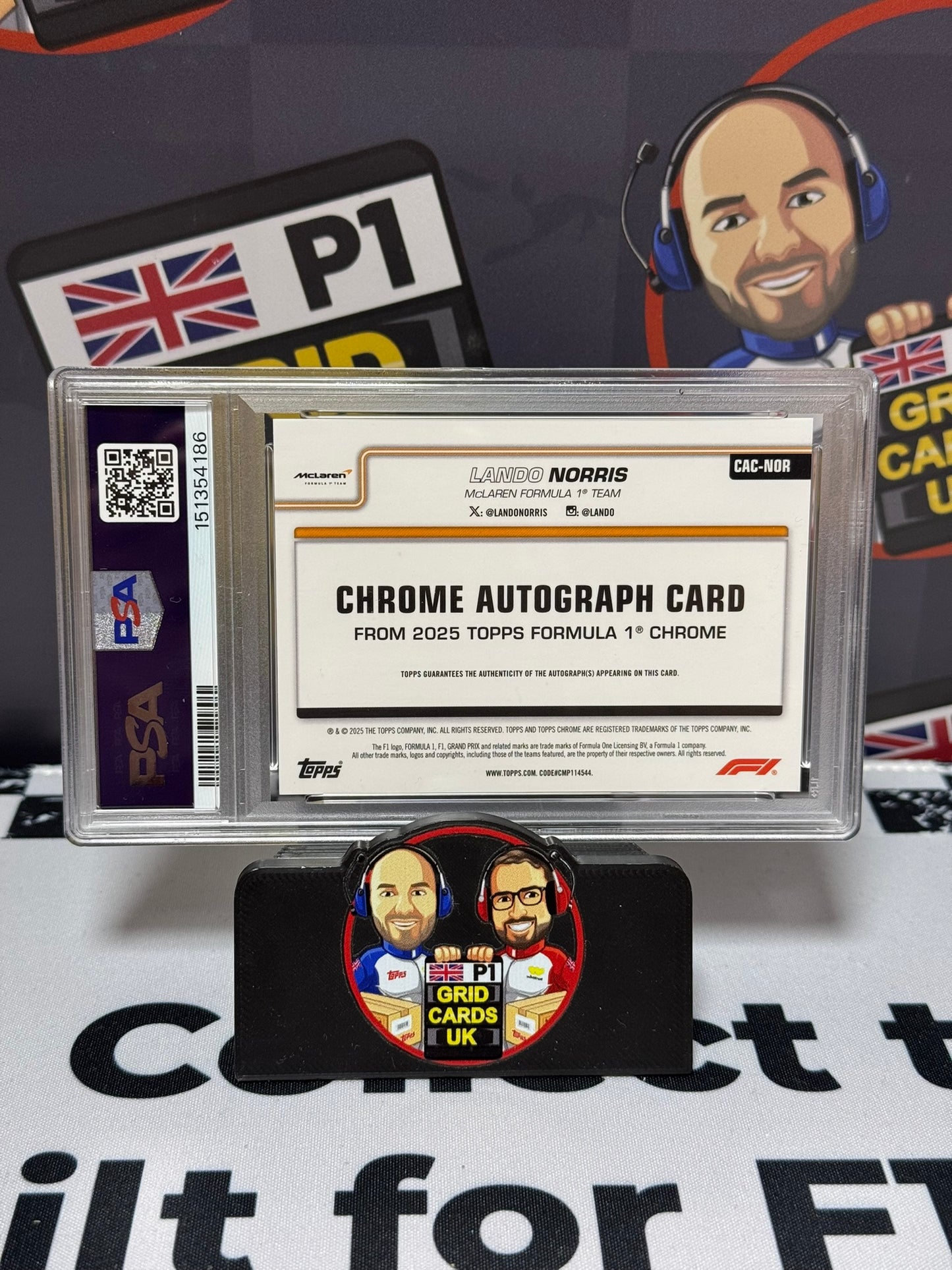 Lando Norris AUTO - Topps 2025 Chrome - PSA 9