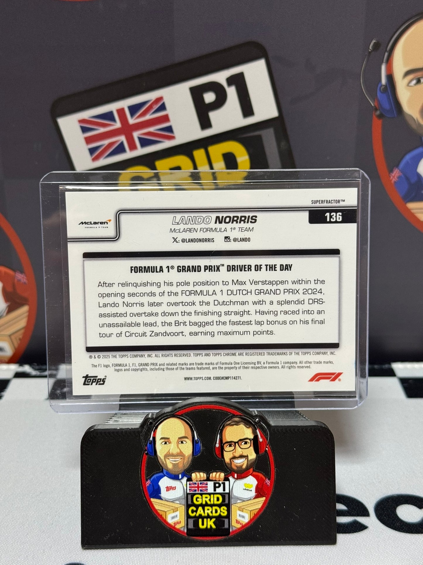 Lando Norris Driver of the Day SUPERFRACTOR 1/1 - Topps 2025 Chrome