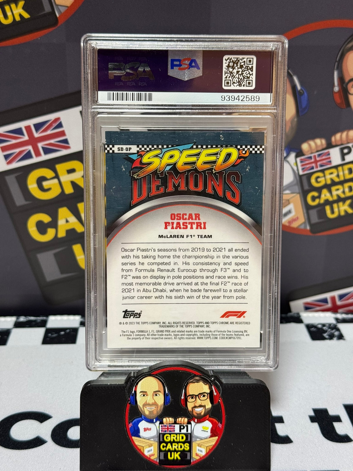 Oscar Piastri Speed Demons ORANGE 23/25 Rookie RC - Topps 2023 Chrome - PSA 9