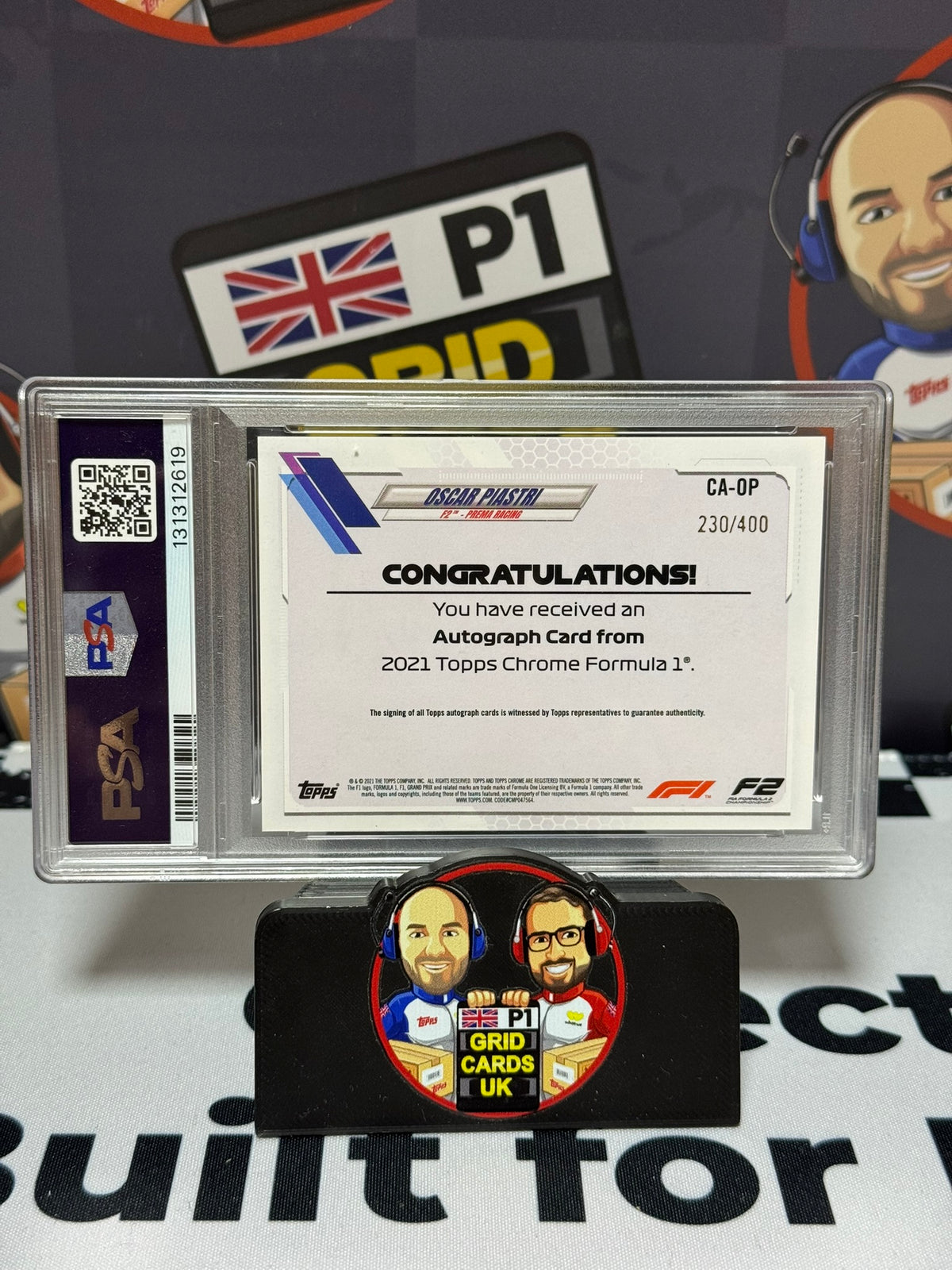 Oscar Piastri F2 AUTO 230/400 - Topps 2021 Chrome - PSA 8 / Auto 10