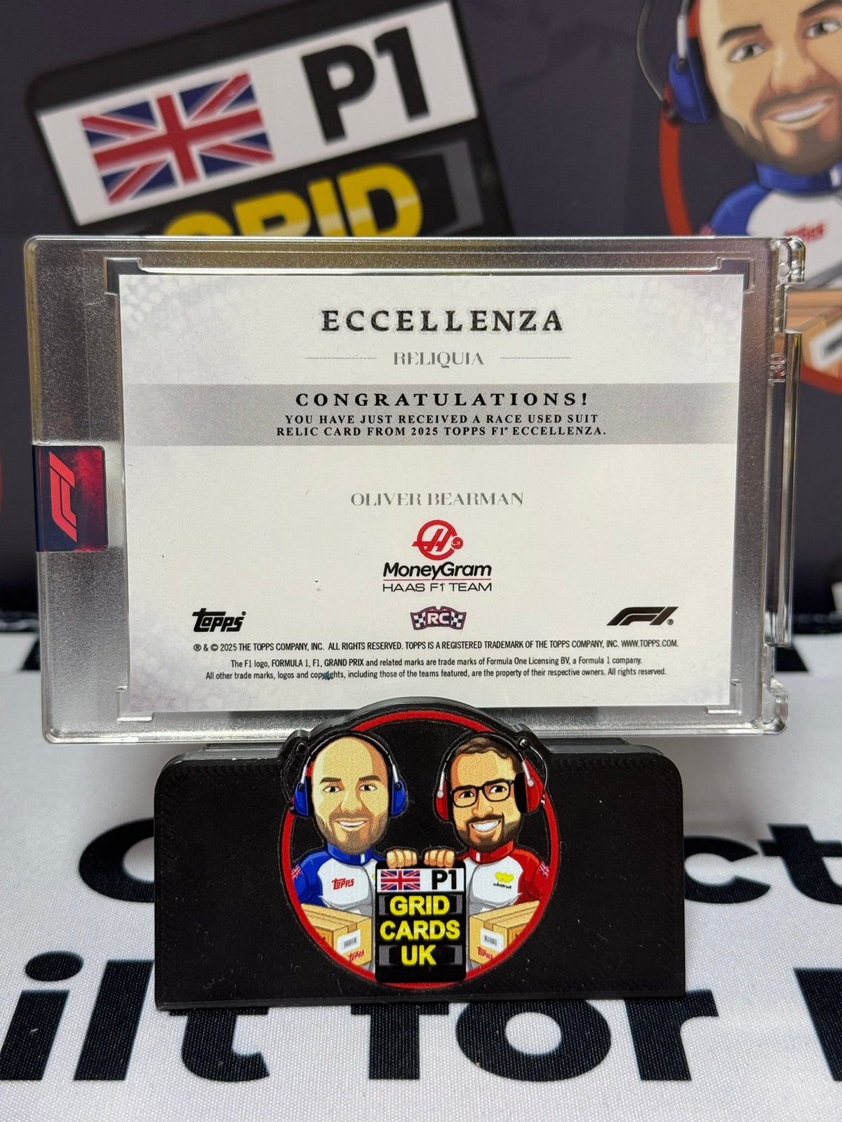 Oliver Bearman Race-Used Suit Relic BLACK 05/10 Rookie RC - Topps 2025 Eccellenza