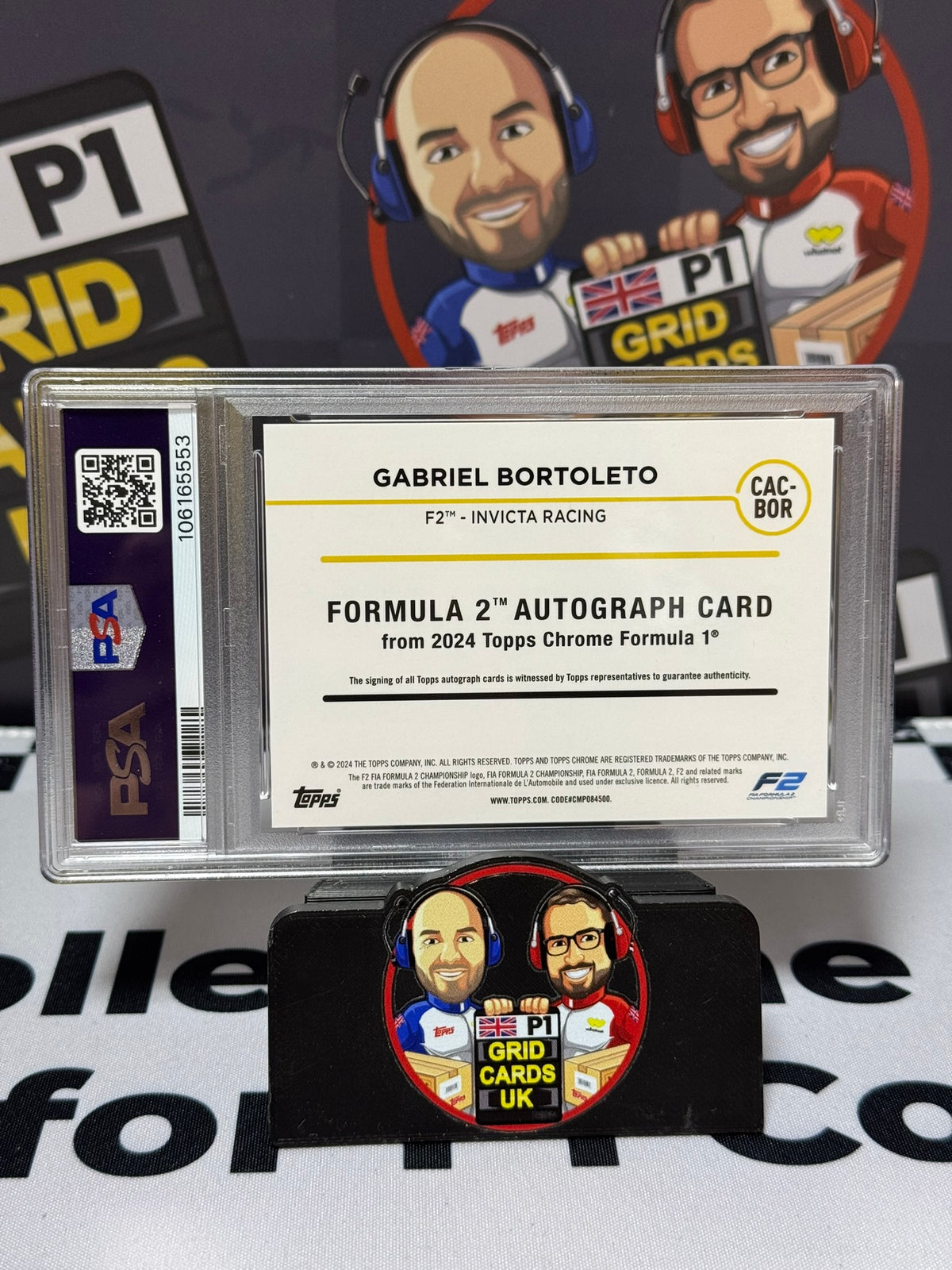 Gabriel Bortoleto F2 AUTO GOLD 13/50 - Topps 2024 Chrome - PSA 9 Auto 10