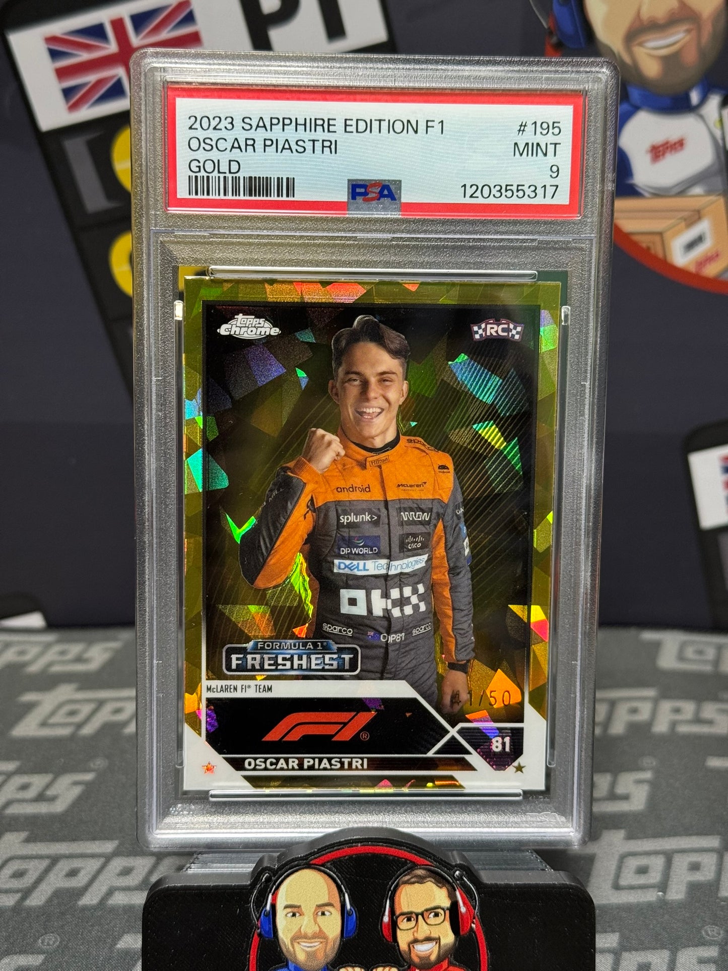 Oscar Piastri 41/50 Gold – PSA 9 #195 – Topps F1 Sapphire 2023 – Graded Card Cert 120355317