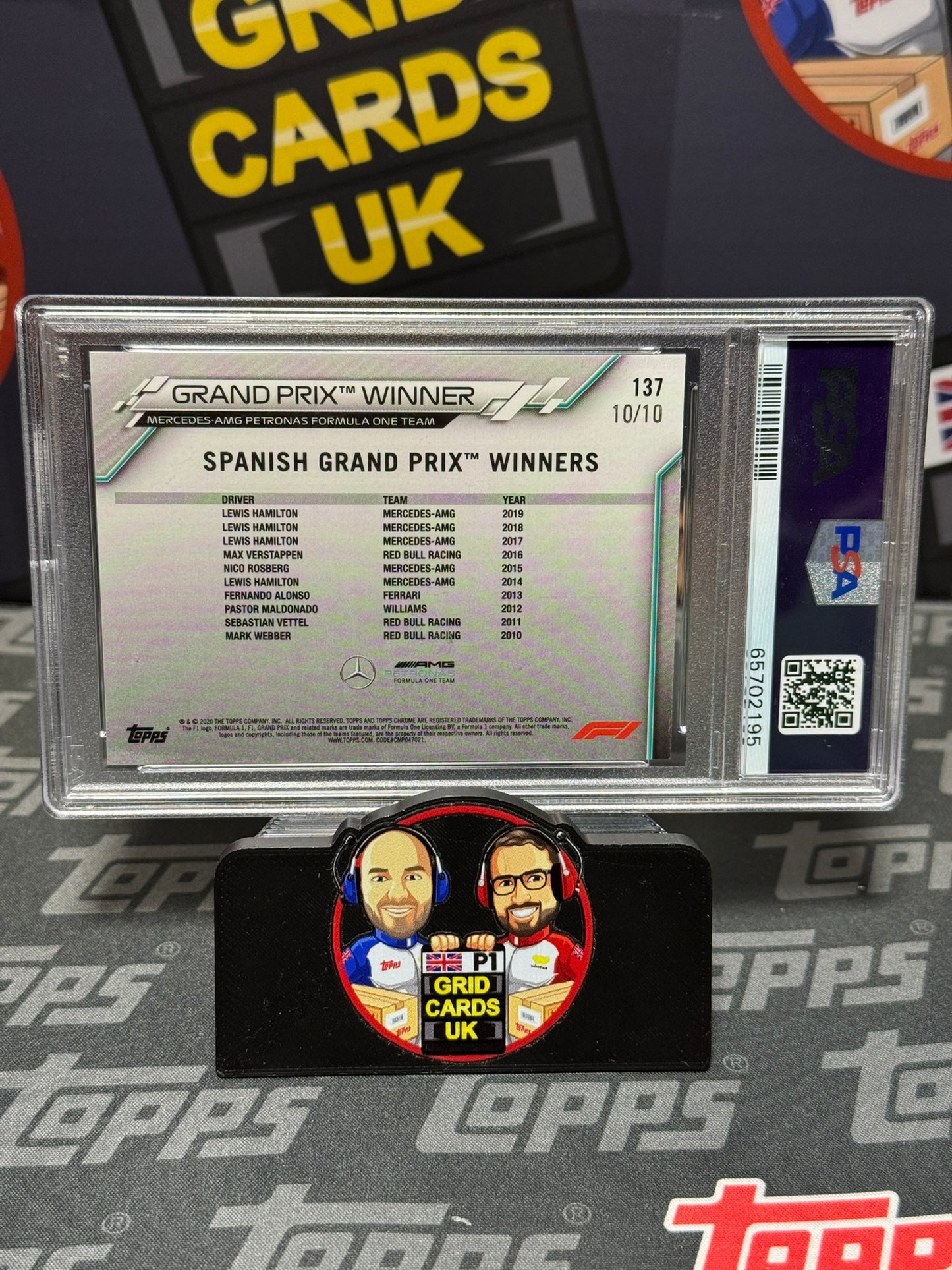 Lewis Hamilton 10/10 Purple Sapphire – PSA 9 #137 – Topps F1 Chrome 2020 – Graded Card Cert 65702195