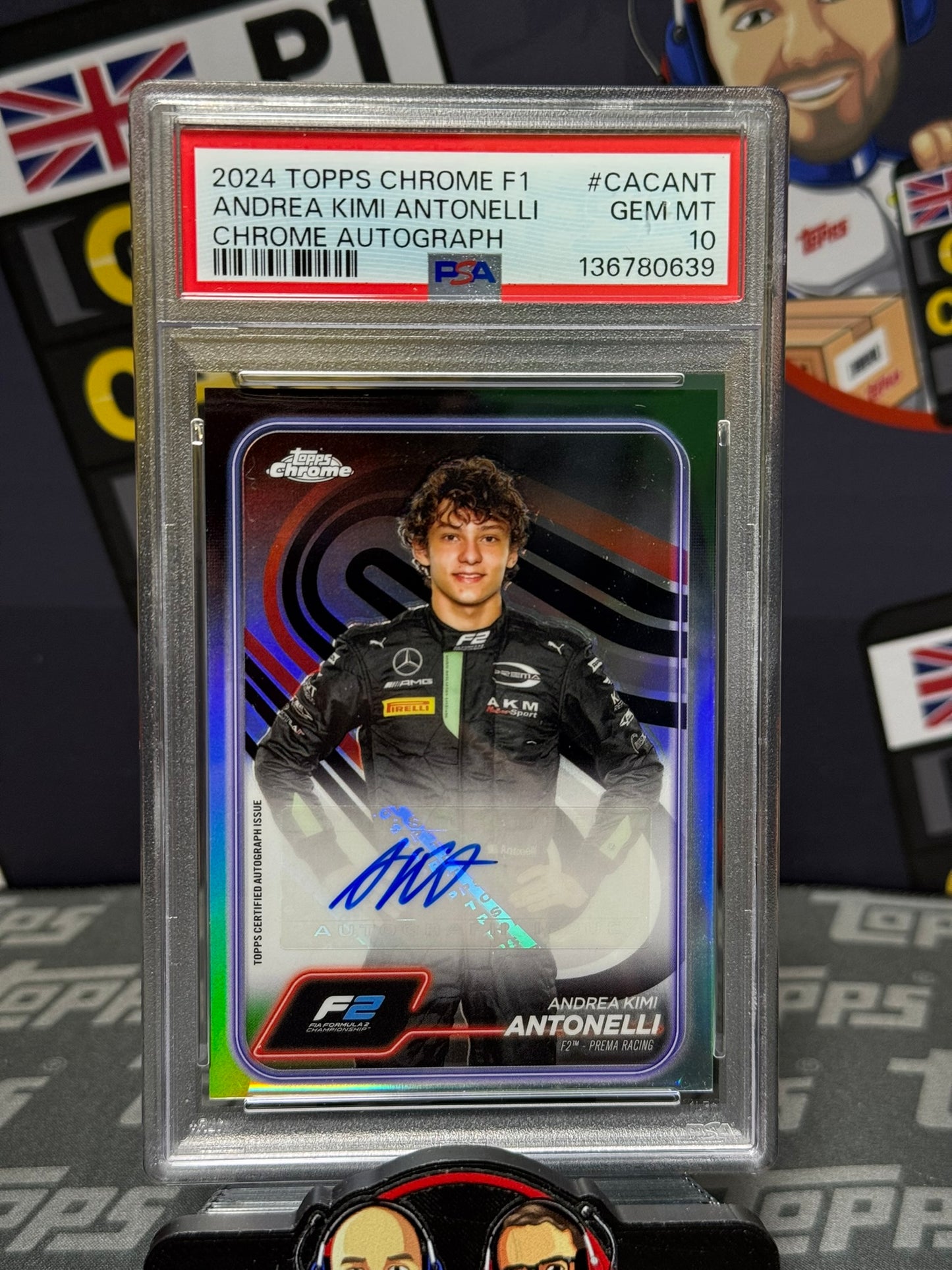 Kimi Antonelli AUTO PSA 10 1st Year F2 Card - Topps F1 Chrome 2024
